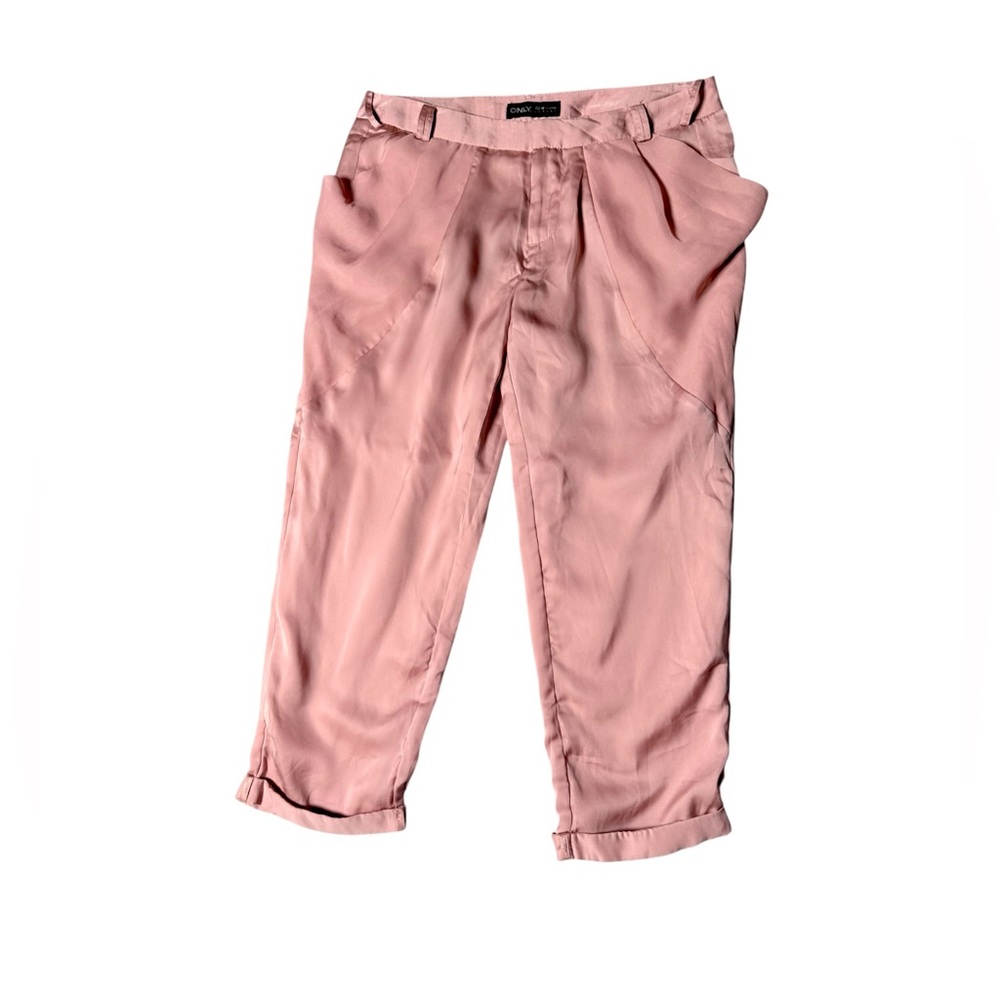 Only pink Satin capri Trousers‎ long shorts Fairycore poetcore boho flowy